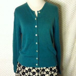 Anna Gray Silk Cardigan w/ Mother of Pearl Buttons